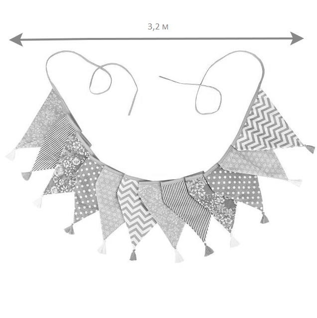 Гирлянда тканевая с кисточками № 33 (3,2 м)