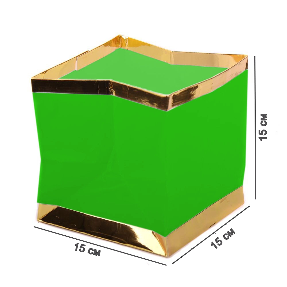 Плавающий фонарик "Куб" 15х15 см золото+зеленый