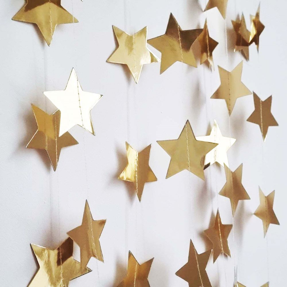 Гирлянда Звезды металлик 7 см 4 м золото Гирлянда Звезды металлик 7 см 4 м золото