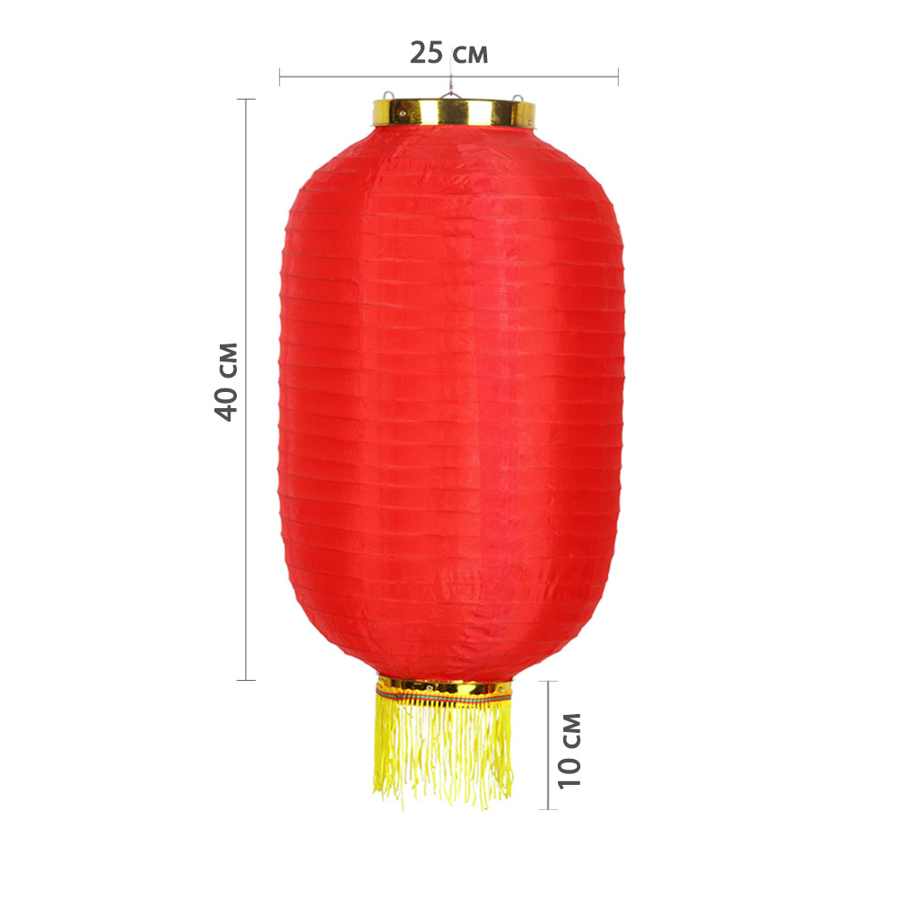 Китайский фонарь Цилиндр с бахромой 25х45 см, красный