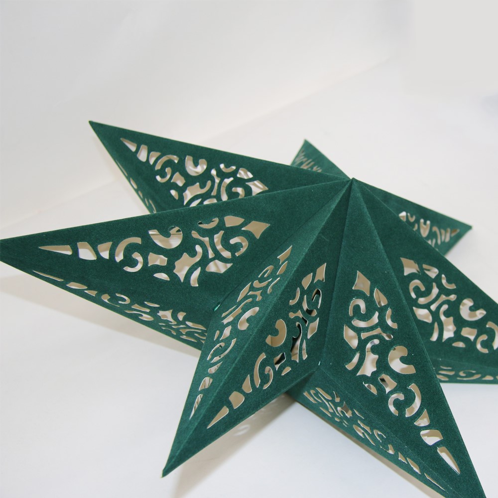 Звезда семиконечная из бархатной бумаги 45 см, Вензель, зеленый Звезда семиконечная из бархатной бумаги 45 см, Вензель, зеленый