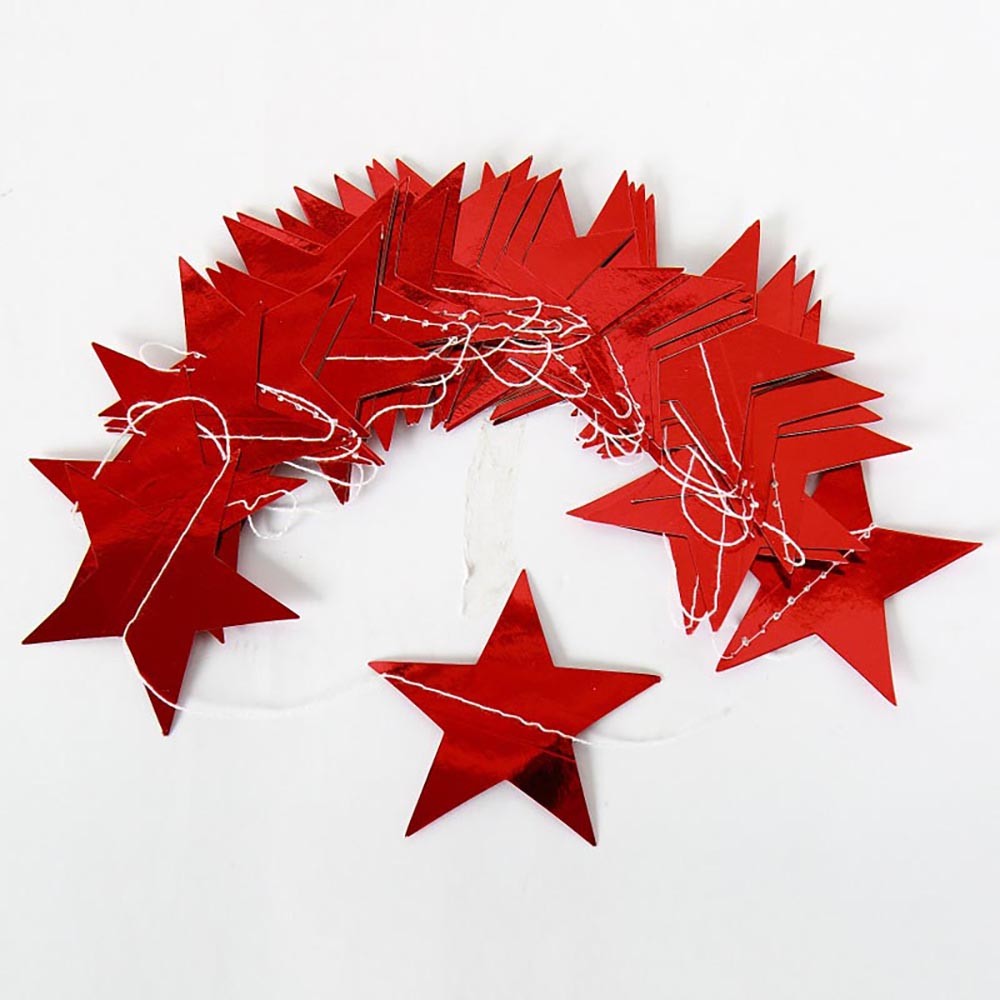 Гирлянда Звезды металлик 7 см 4 м красный Гирлянда Звезды металлик 7 см 4 м красный