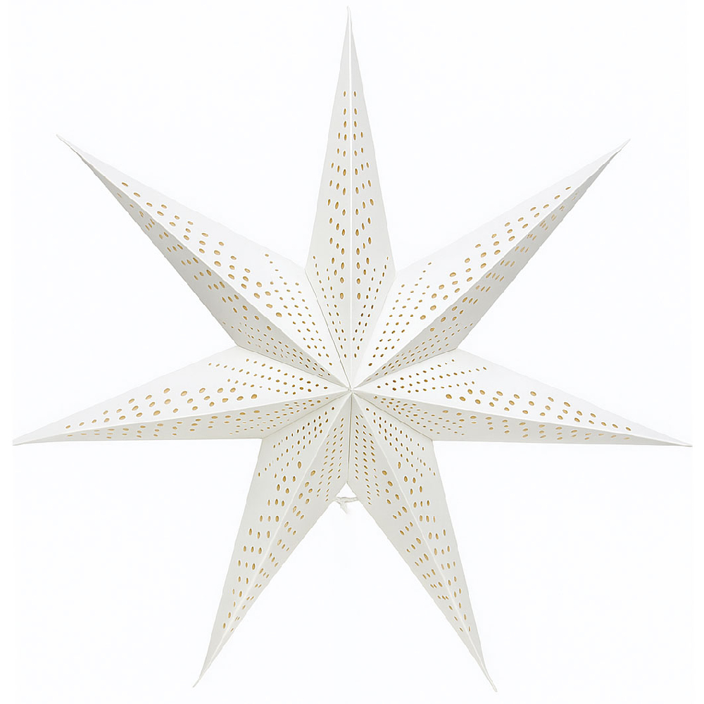 Звезда семиконечная бумажная 60 см кружочки, белый Звезда семиконечная бумажная 60 см кружочки, белый