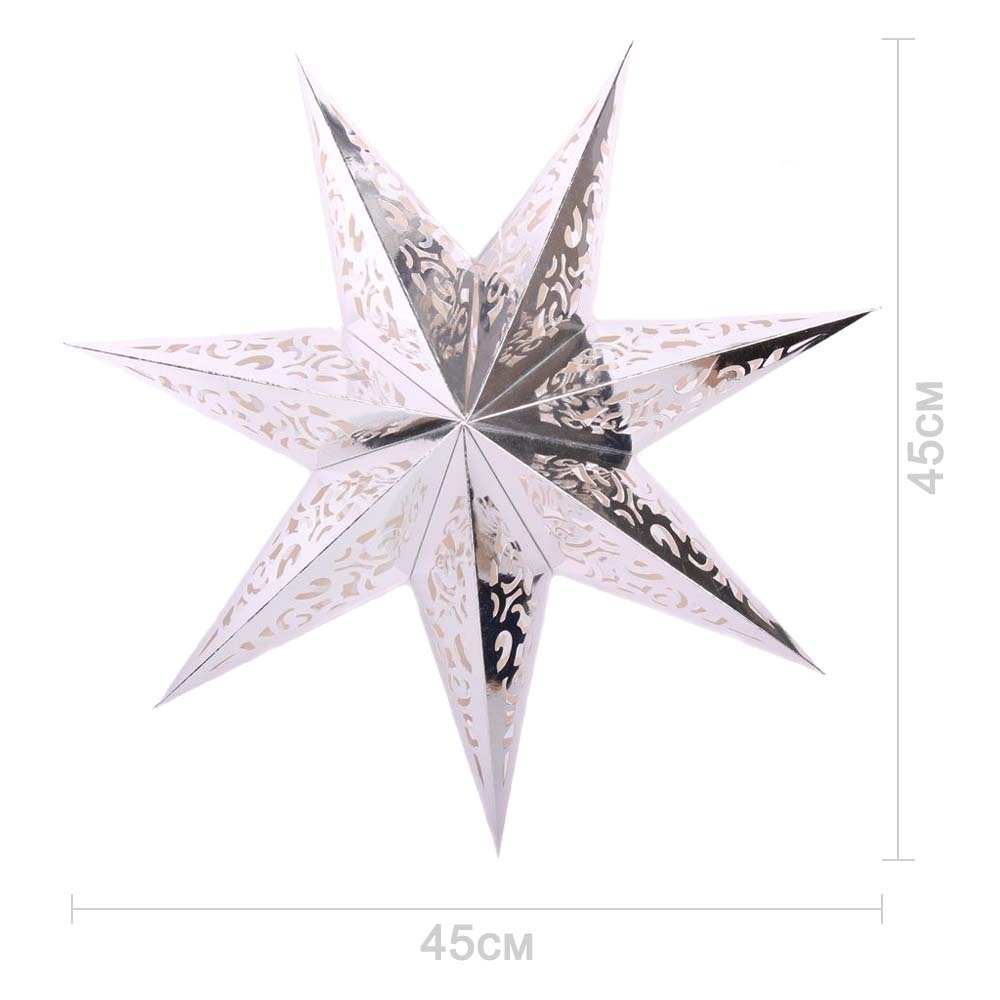 Звезда семиконечная бумажная 45 см Вензель, серебро Звезда семиконечная бумажная 45 см Вензель, серебро