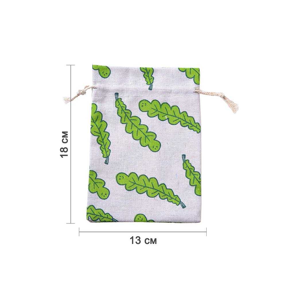Мешочек из искусственного льна с принтом 13х18 см, №12