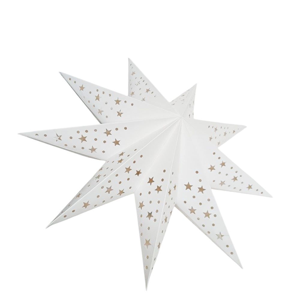 Звезда девятиконечная 45 см, точки и звездочки, белый Звезда девятиконечная 45 см, точки и звездочки, белый
