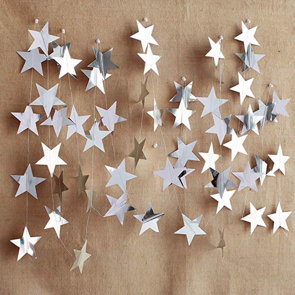 Гирлянда "Звезды" металлик 10 см х 4 м, серебро Гирлянда "Звезды" металлик 10 см х 4 м, серебро