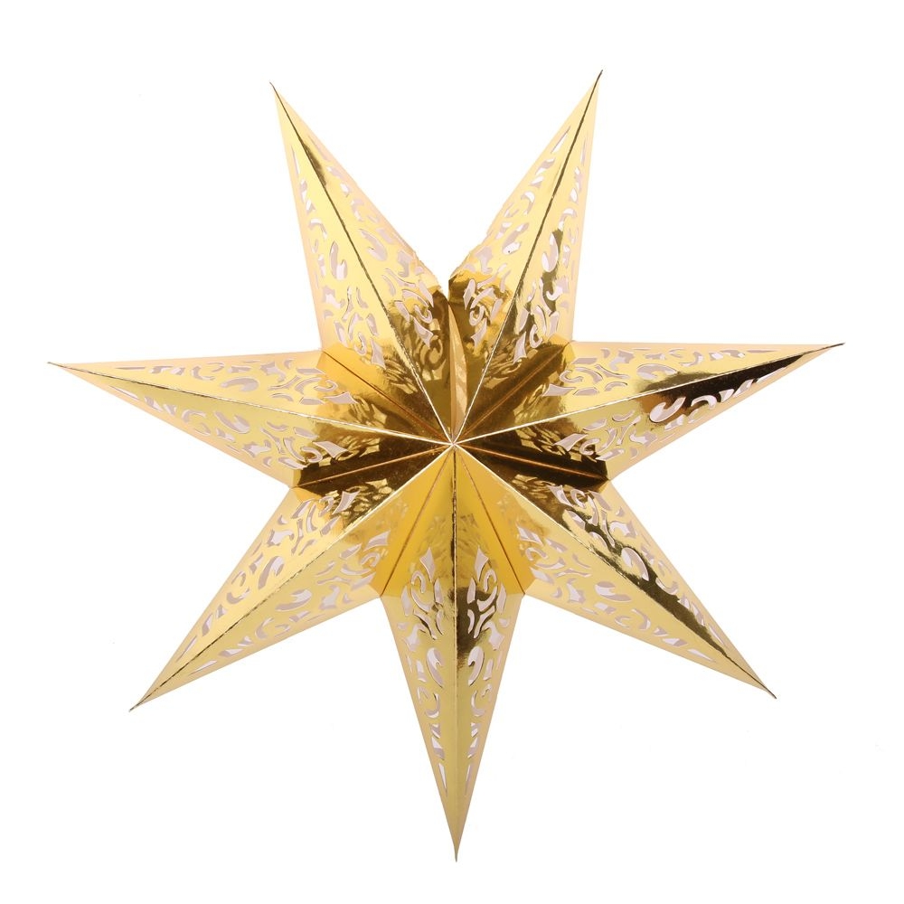 Звезда семиконечная бумажная 60 см Вензель, золото Звезда семиконечная бумажная 60 см Вензель, золото