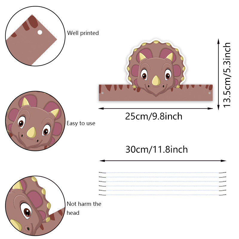 Маска-ободок бумажная Динозаврики 6 шт