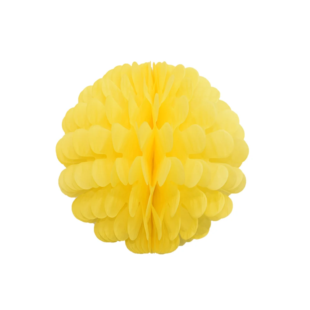 Бумажное украшение Цветочный шар-соты 20 см, желтый Бумажное украшение Цветочный шар-соты 20 см, желтый
