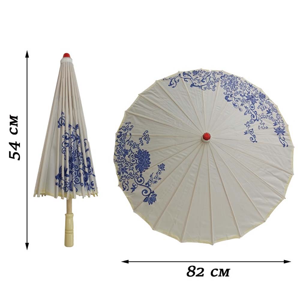Китайские тканевые зонтики Гжель 82х54см, №8