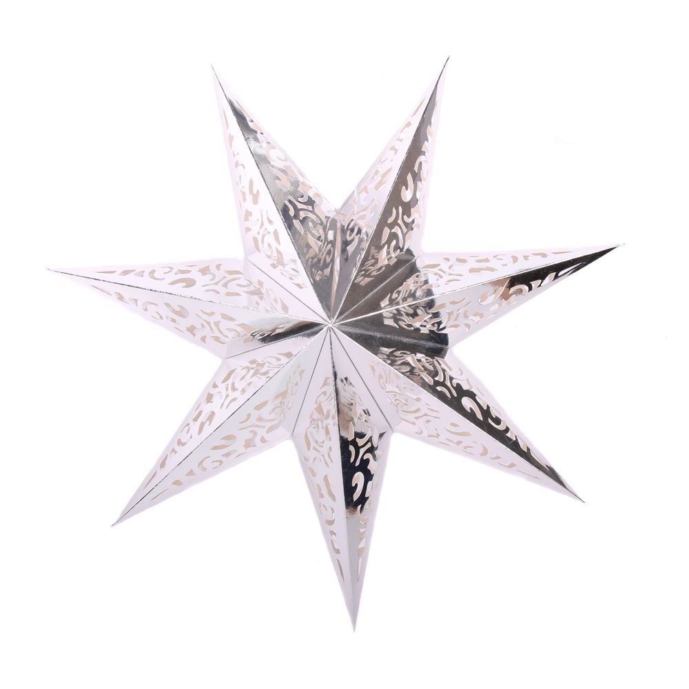 Звезда семиконечная бумажная 45 см Вензель, серебро Звезда семиконечная бумажная 45 см Вензель, серебро