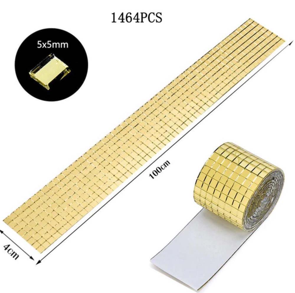 Лента самоклеящаяся зеркальная мозаика стекло, 4см х 1м 5х5мм, золото