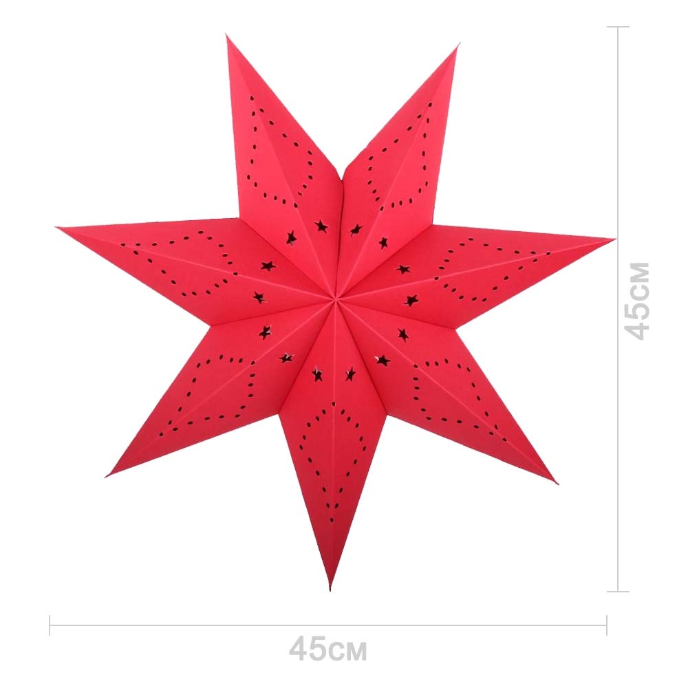Звезда семиконечная бумажная 45 см, Звезды и точки, красный Звезда семиконечная бумажная 45 см, Звезды и точки, красный