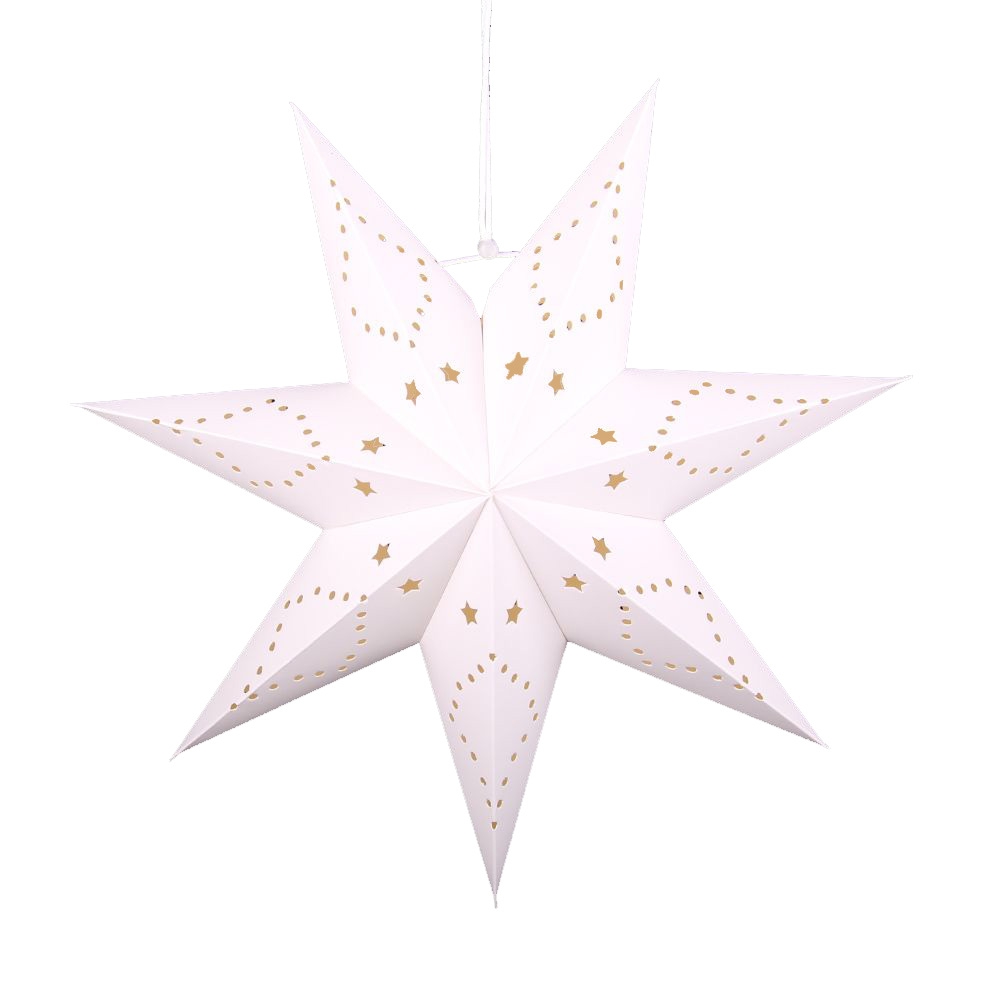Звезда семиконечная бумажная 35 см, Звезды и точки, белый Звезда семиконечная бумажная 35 см, Звезды и точки, белый
