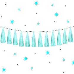 Гирлянда тассел 12 кисточек по 5 листов, мятный