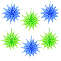 Набор фантов Звезды 30 см х 6 шт, св.зеленый+синий