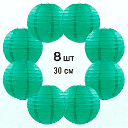 Комплект подвесные фонарики 30 см х 8 шт, изумрудный